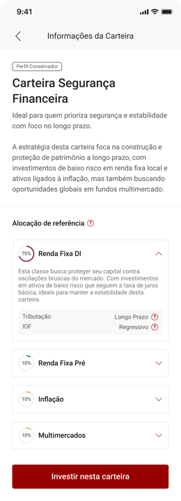Detalhes e alocação da carteira